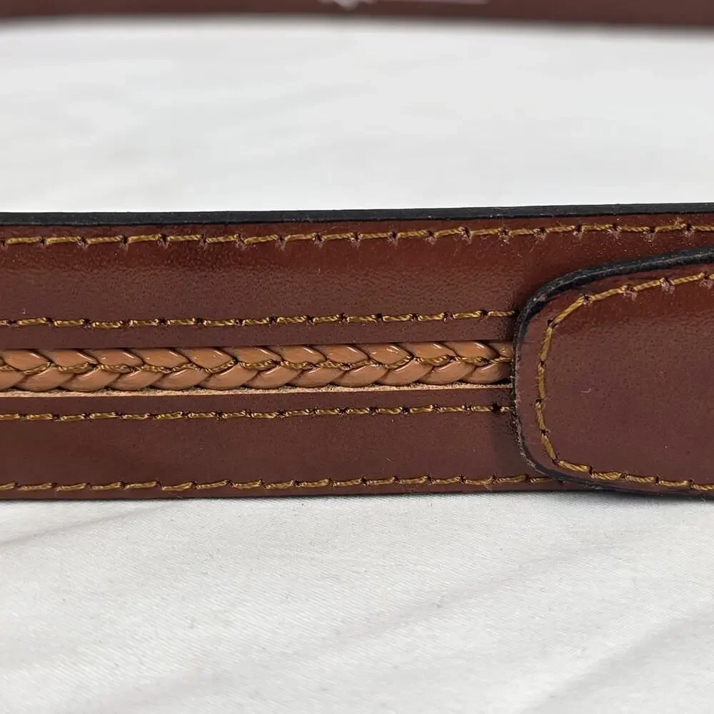 GENUINE LEATHER MADE IN SPAIN BROWN BRAIDED SIZE 42 BELT – QUALITY CRAFTSMANSHIP